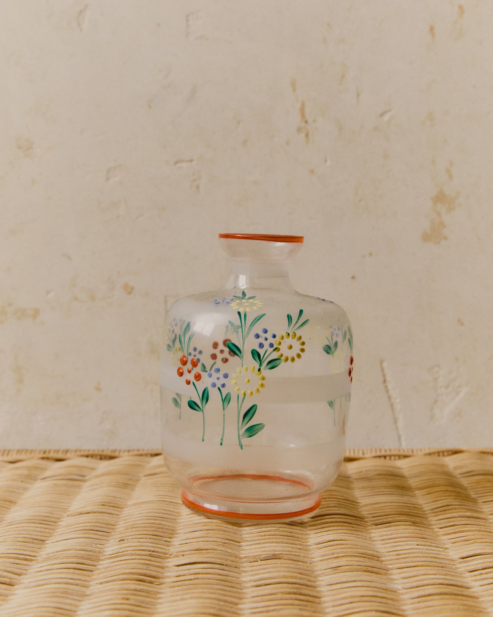 Hand-Painted Floral Decanter