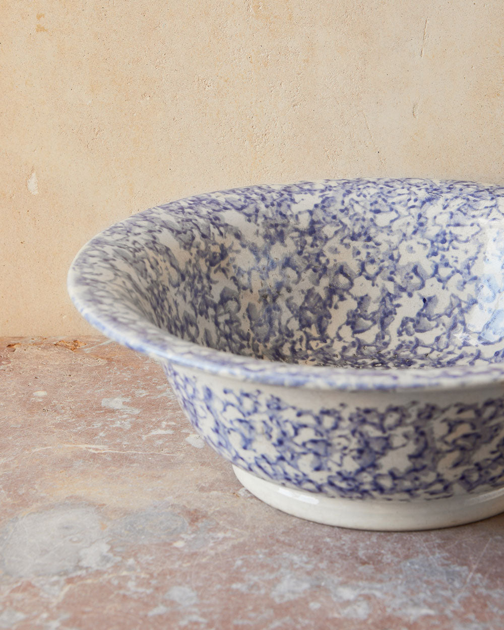 Blue mottled spongeware bowl image 1