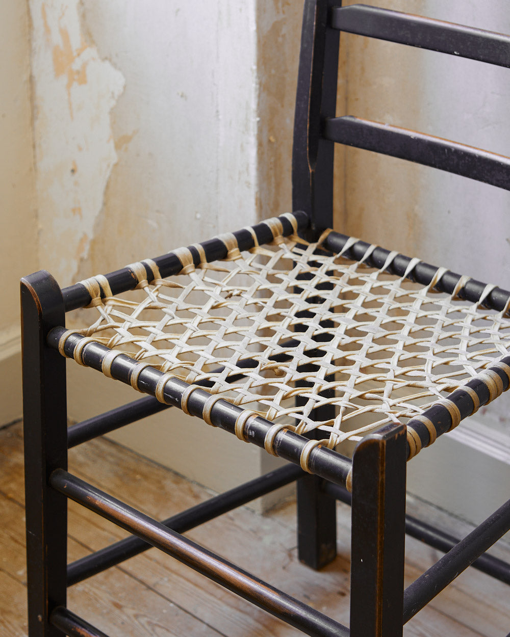 A pair of very rare ebonised ladder backs chairs image 1