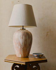 Large Marbled Pink and White Table Lamp image 0