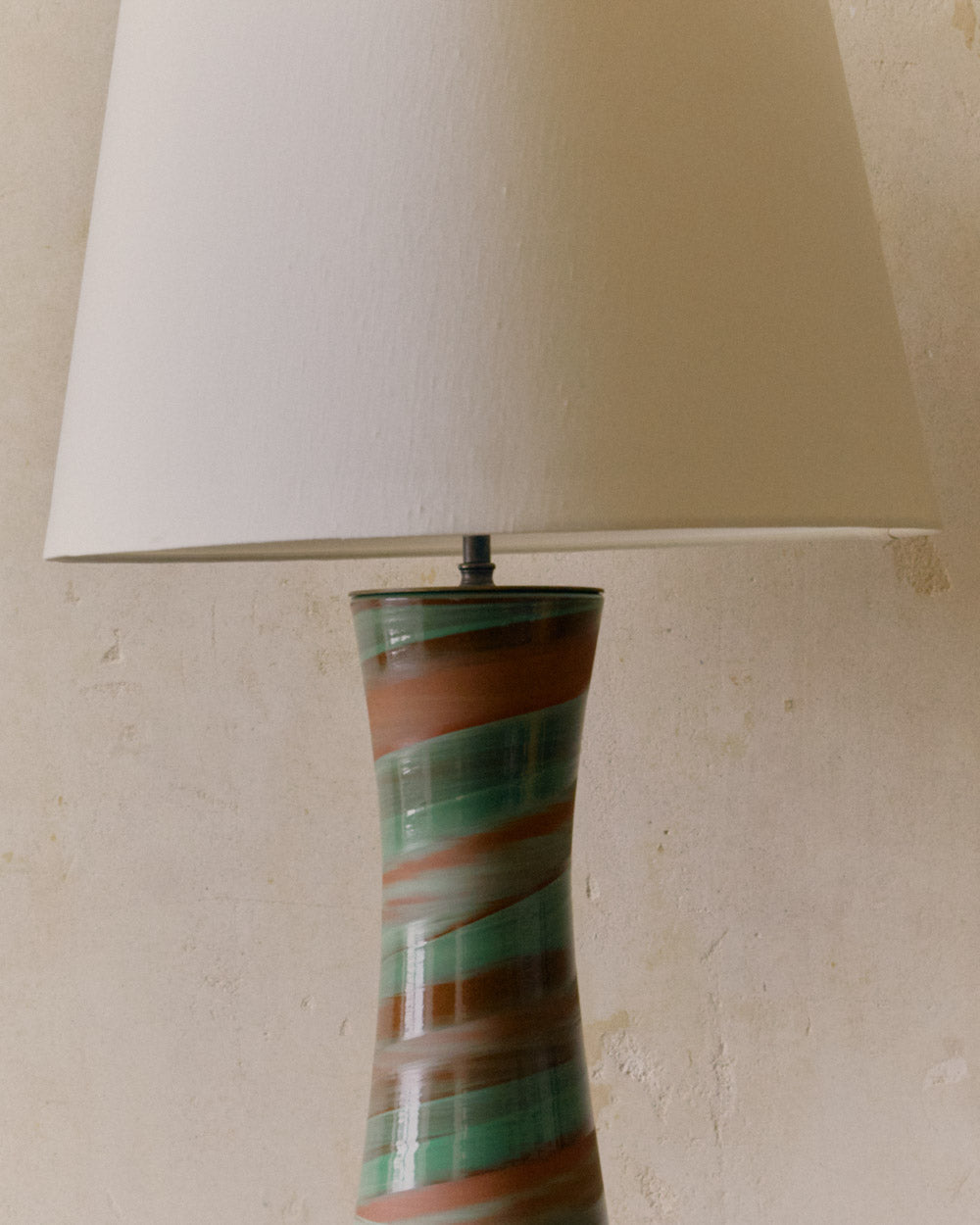 Chocolate brown and green glaze lamp image 1