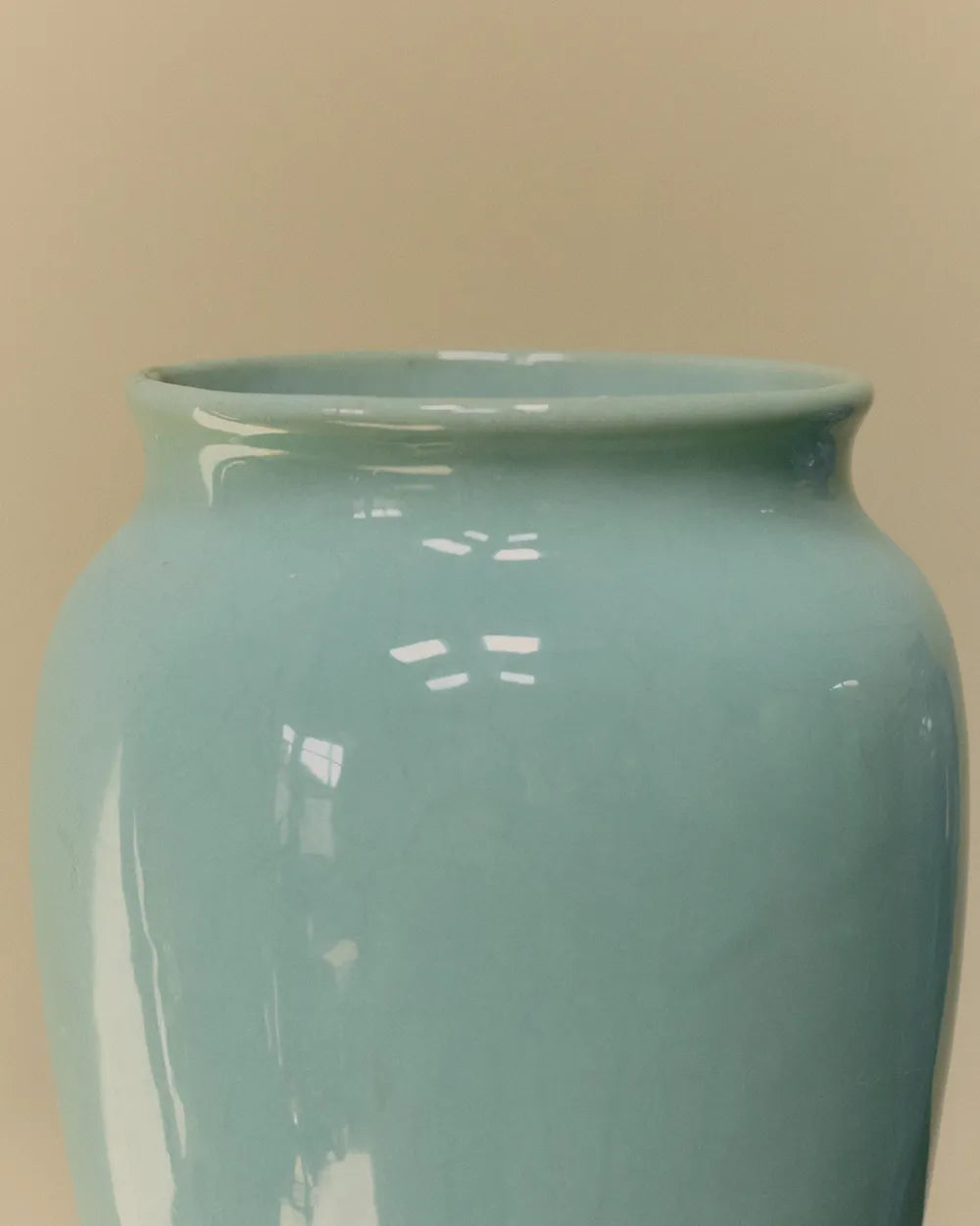 Large Nelson McCoy Pottery Turquoise Tall Glaze Vase image 1