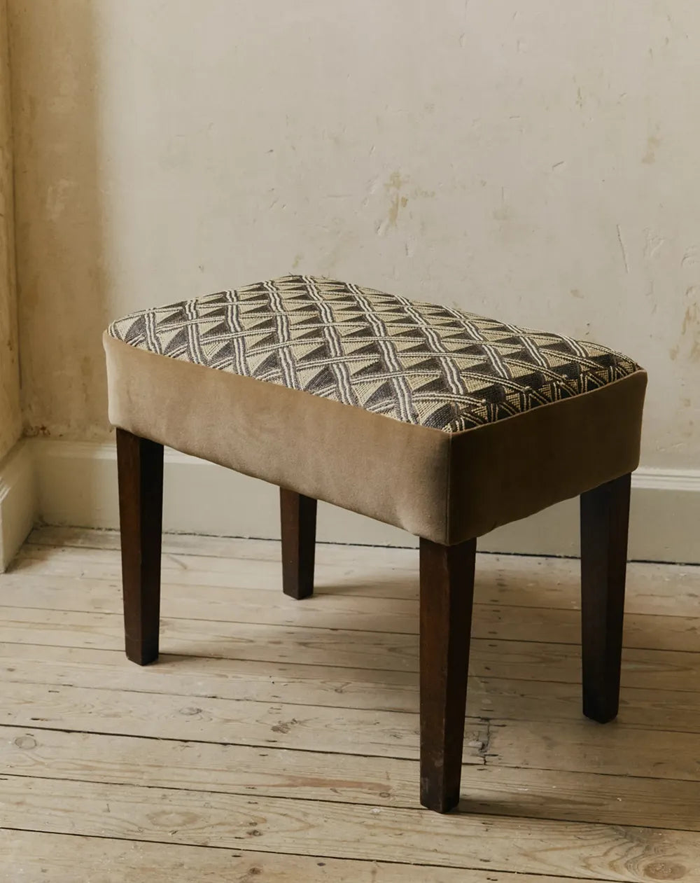 Art Deco Geometric Upholstered Occasional Stool image 0