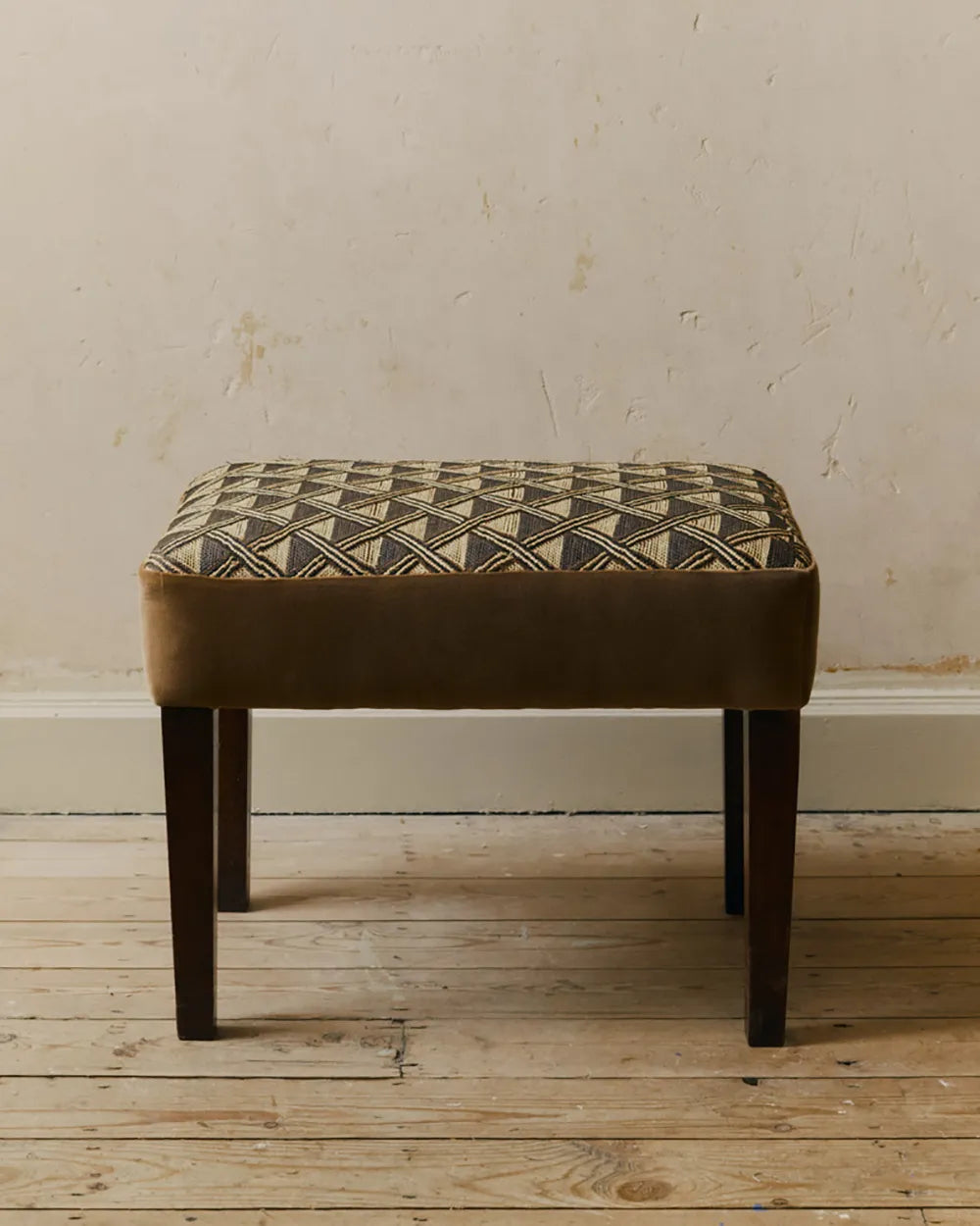 Art Deco Geometric Upholstered Occasional Stool image 1