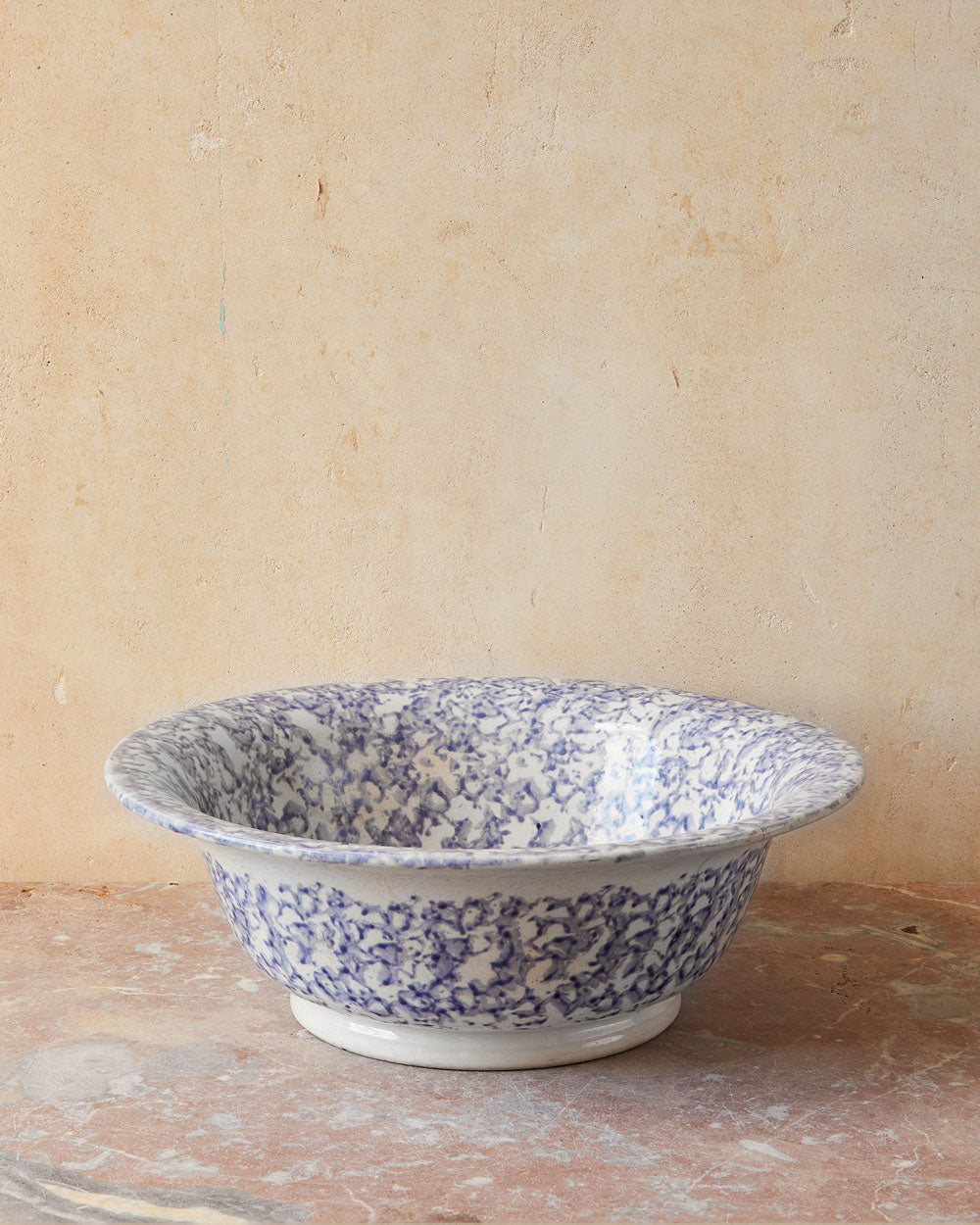 Blue mottled spongeware bowl image 0