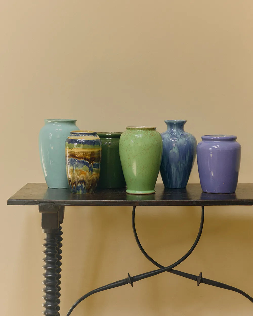 Large Nelson McCoy Pottery Turquoise Tall Glaze Vase image 2