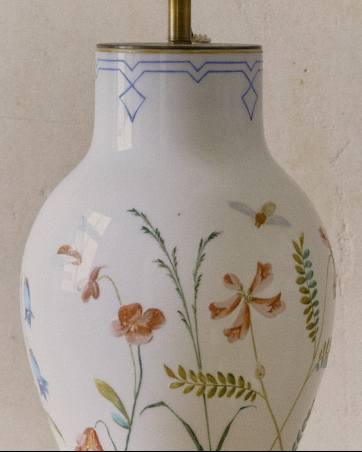 A Beautiful Opaline Glass Lamp Hand Painted image 1