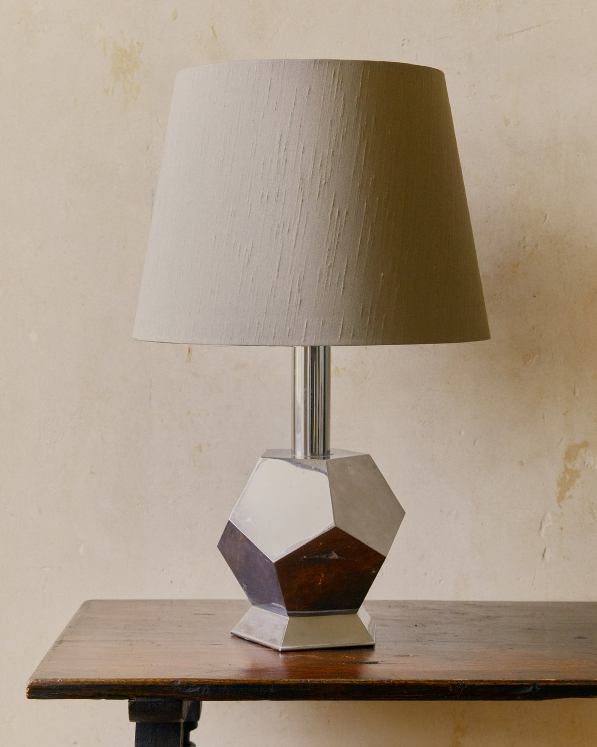 Mid-century silver pentagonal lamp