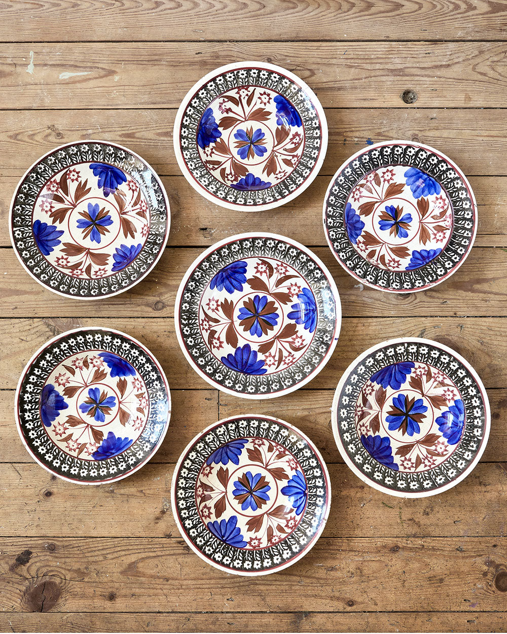 Set of shallow spongeware bowls image 0