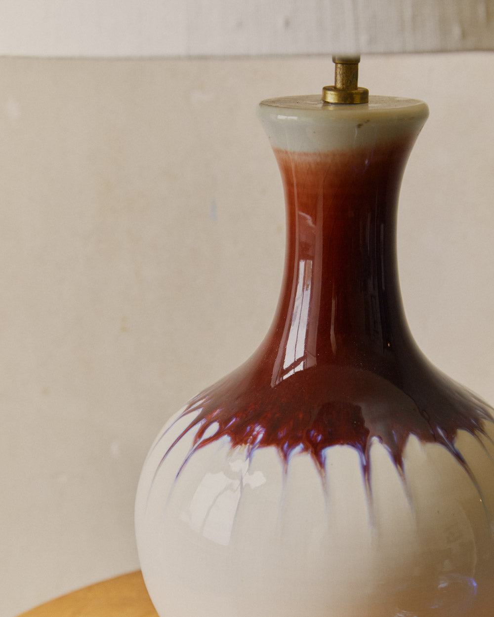 Large Drip Glaze Claret And Cream Lamp image 1