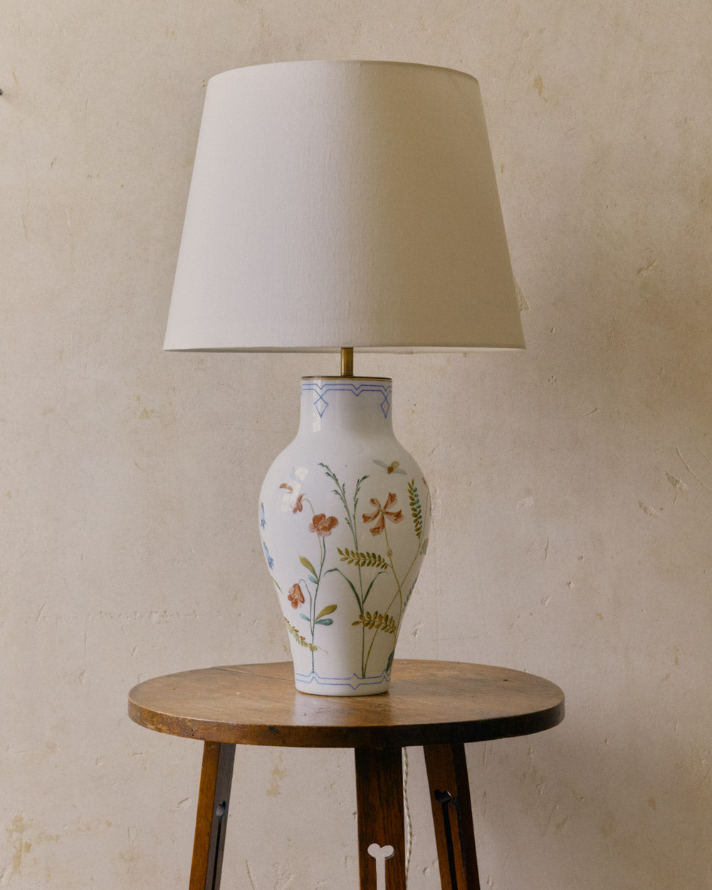 A Beautiful Opaline Glass Lamp Hand Painted image 0