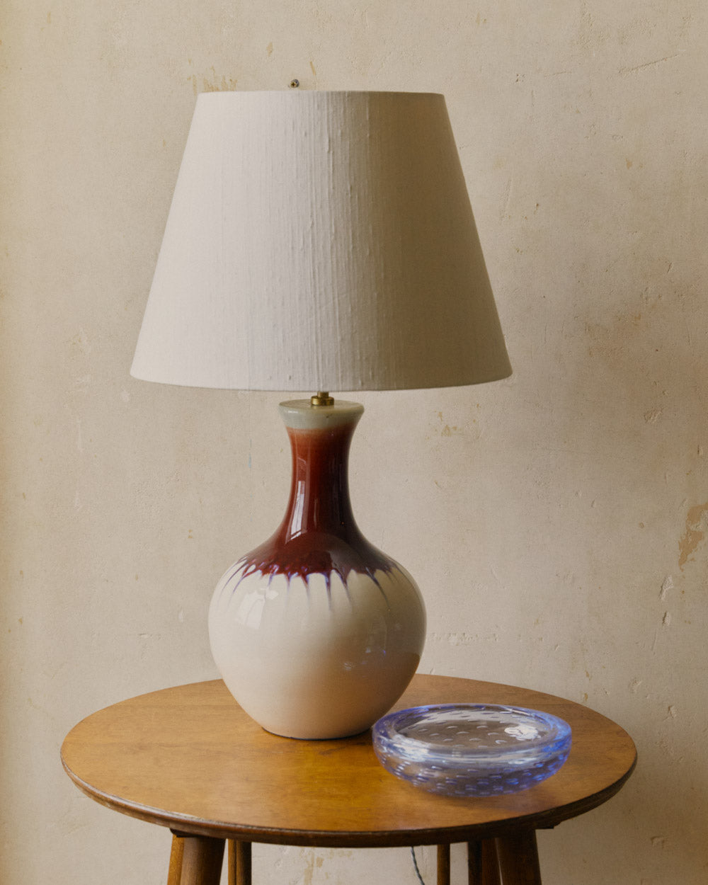 Large Drip Glaze Claret And Cream Lamp image 0
