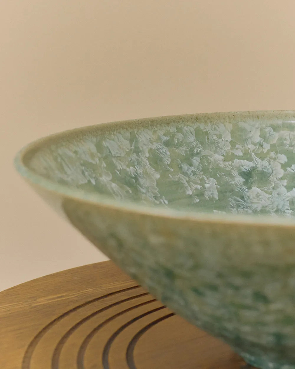 Crystalline glaze conical bowl